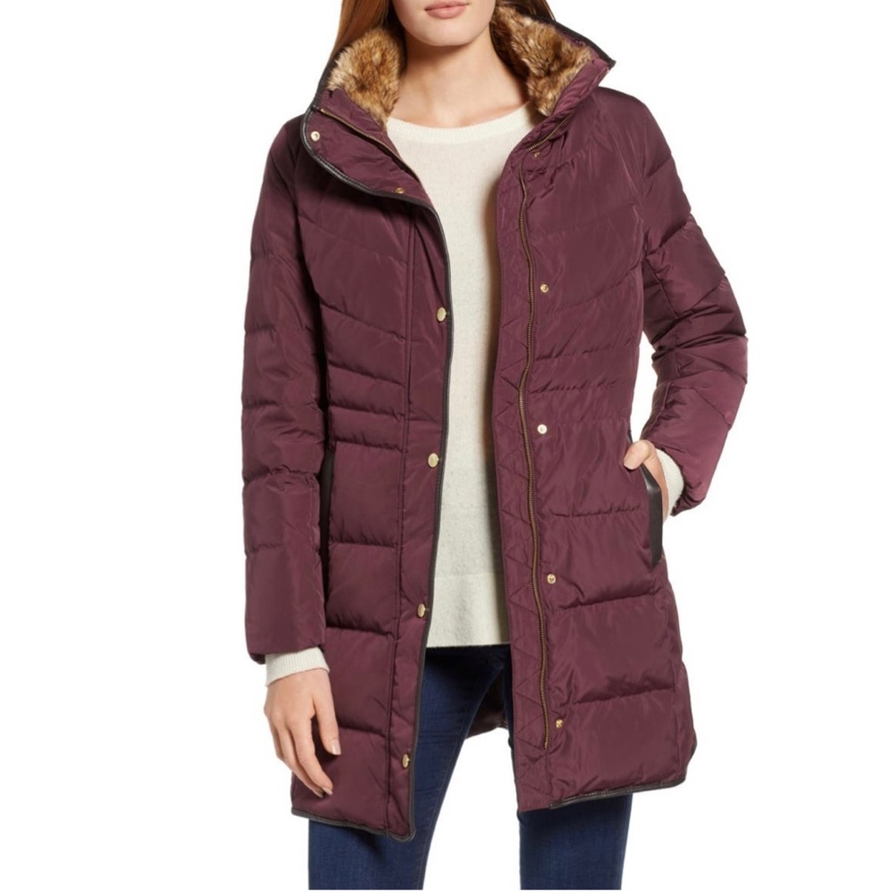 NWT $275 Cole Haan Puffer Jacket PXS Petite XS Burgundy NEVER WORN - Picture 2 of 16